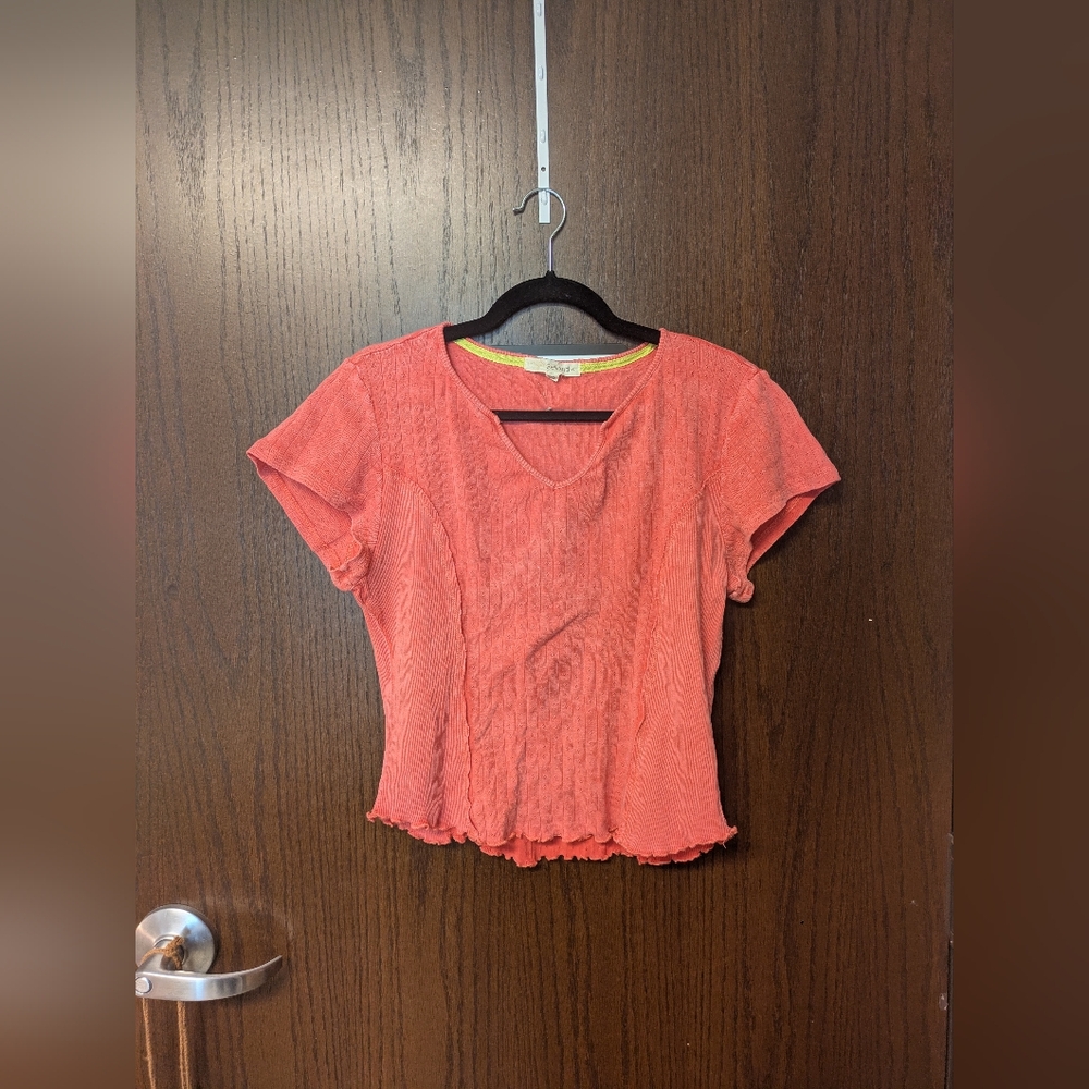 Rewind Women's Pink Short Sleeve Size Large Cute Girly 100 % Cotton Top